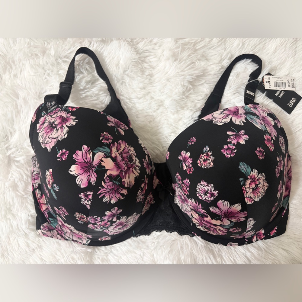 Torrid Black and Pink Floral Bra - Picture 3 of 10